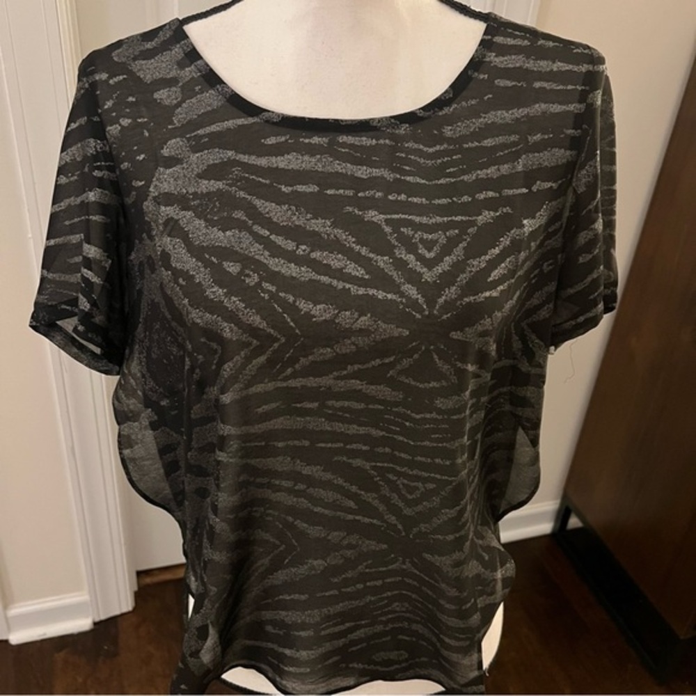 Lucy Paris REVOLVE x Women's Top Size s Sheer Zebra-Print Black Silver. NWOT